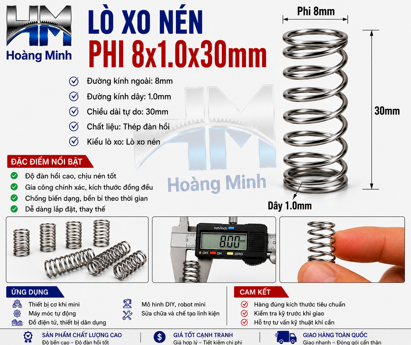 Alternative view of Lò xo nén phi 8x1.0x30mm