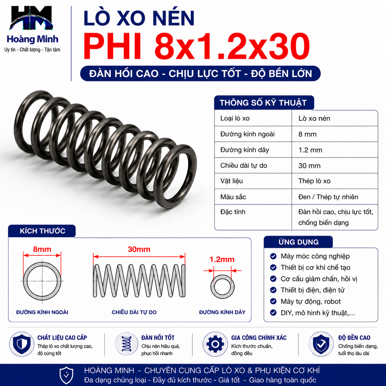 Lò Xo Nén Phi 8x1.2x30mm
