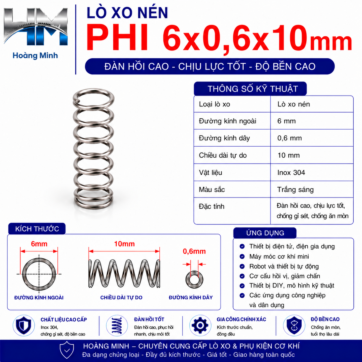 Lò xo nén phi 6x0,6x10mm