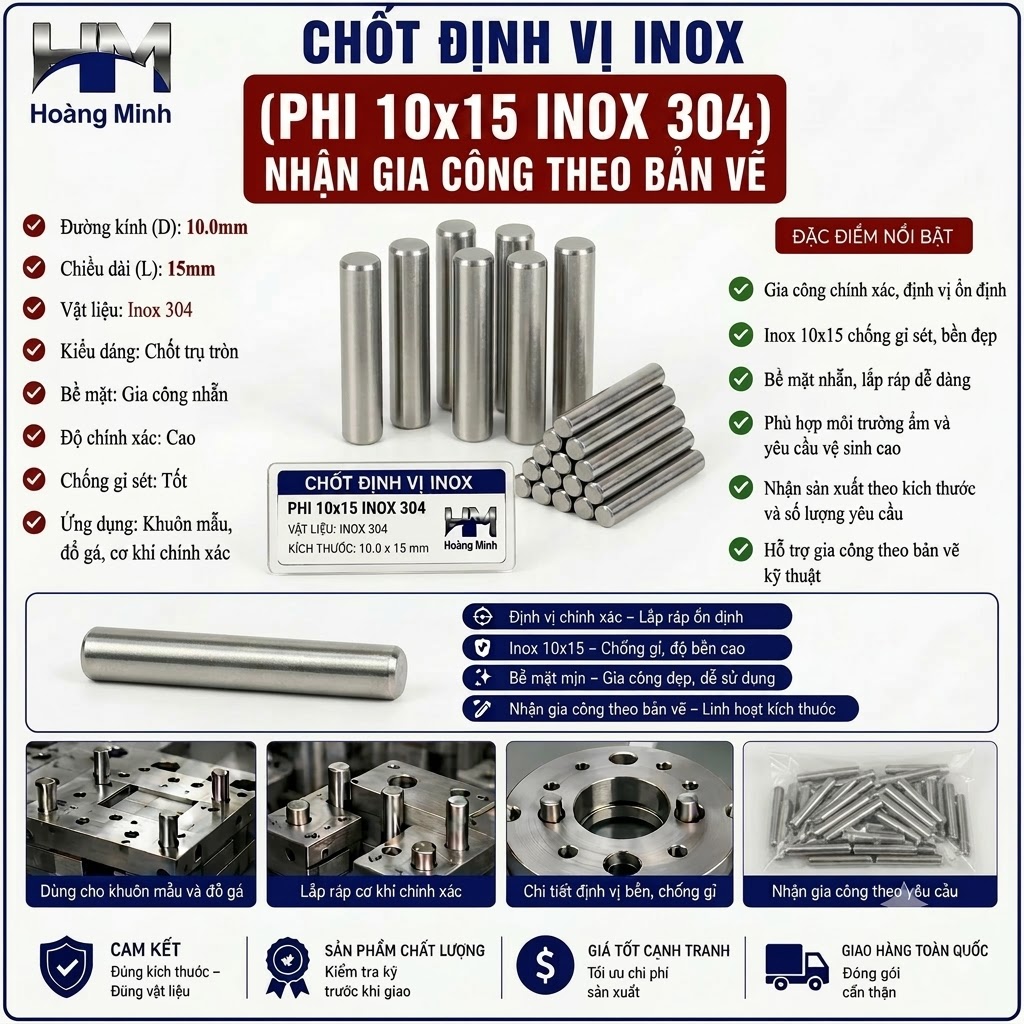 Chốt Định Vị Phi 10x15 inox 304