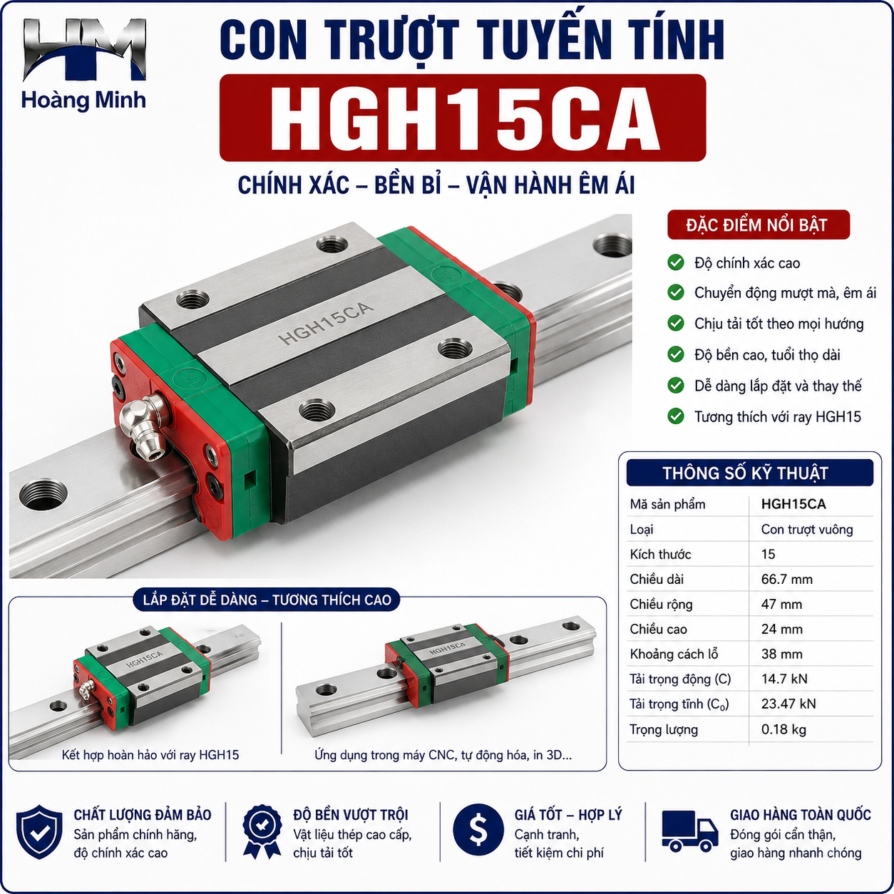 Con trượt tuyến tính HGH15CA