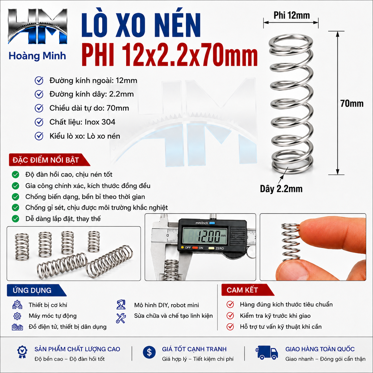 Lò xo nén phi 12x1.5x40mm