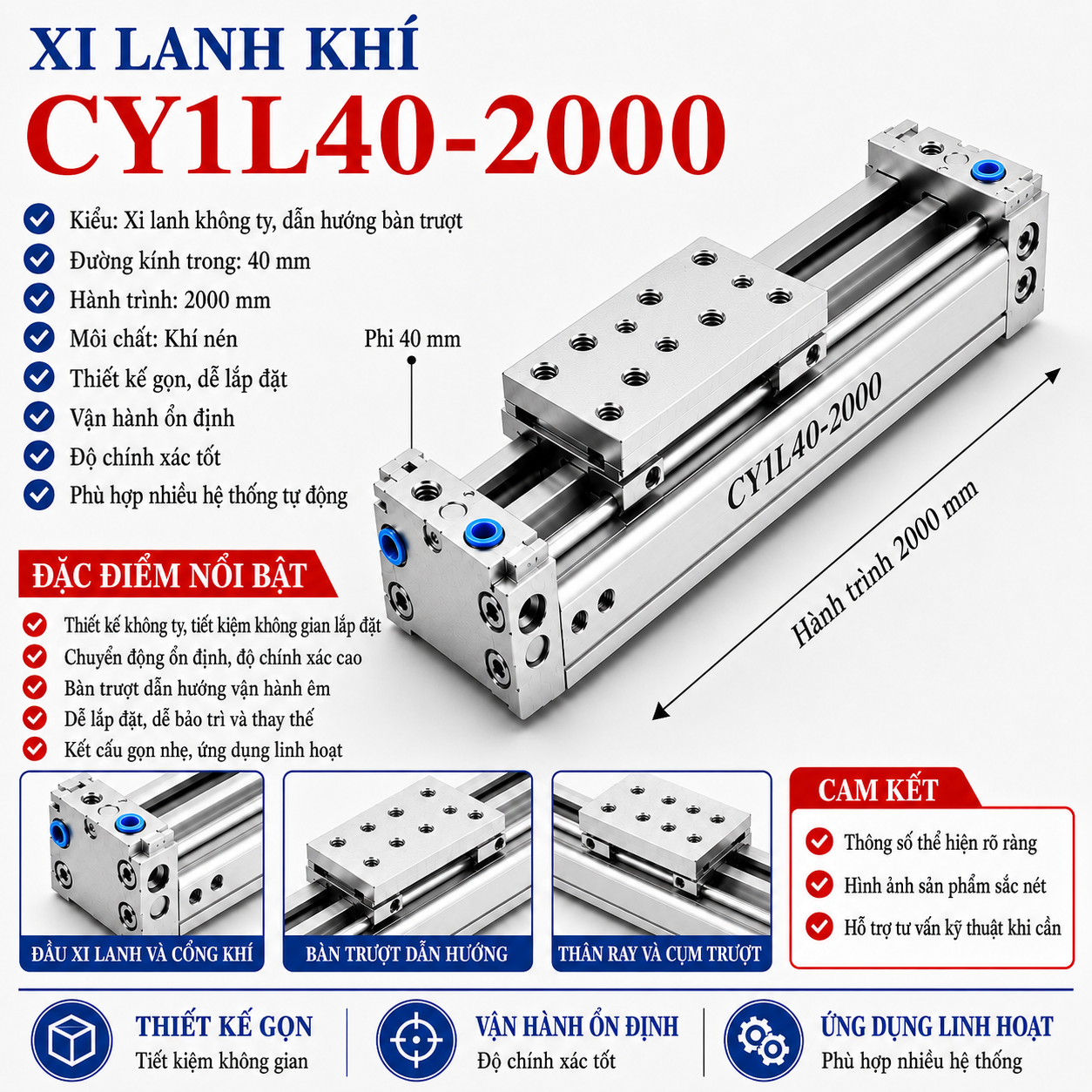 Xi lanh khí CY1L40-2000