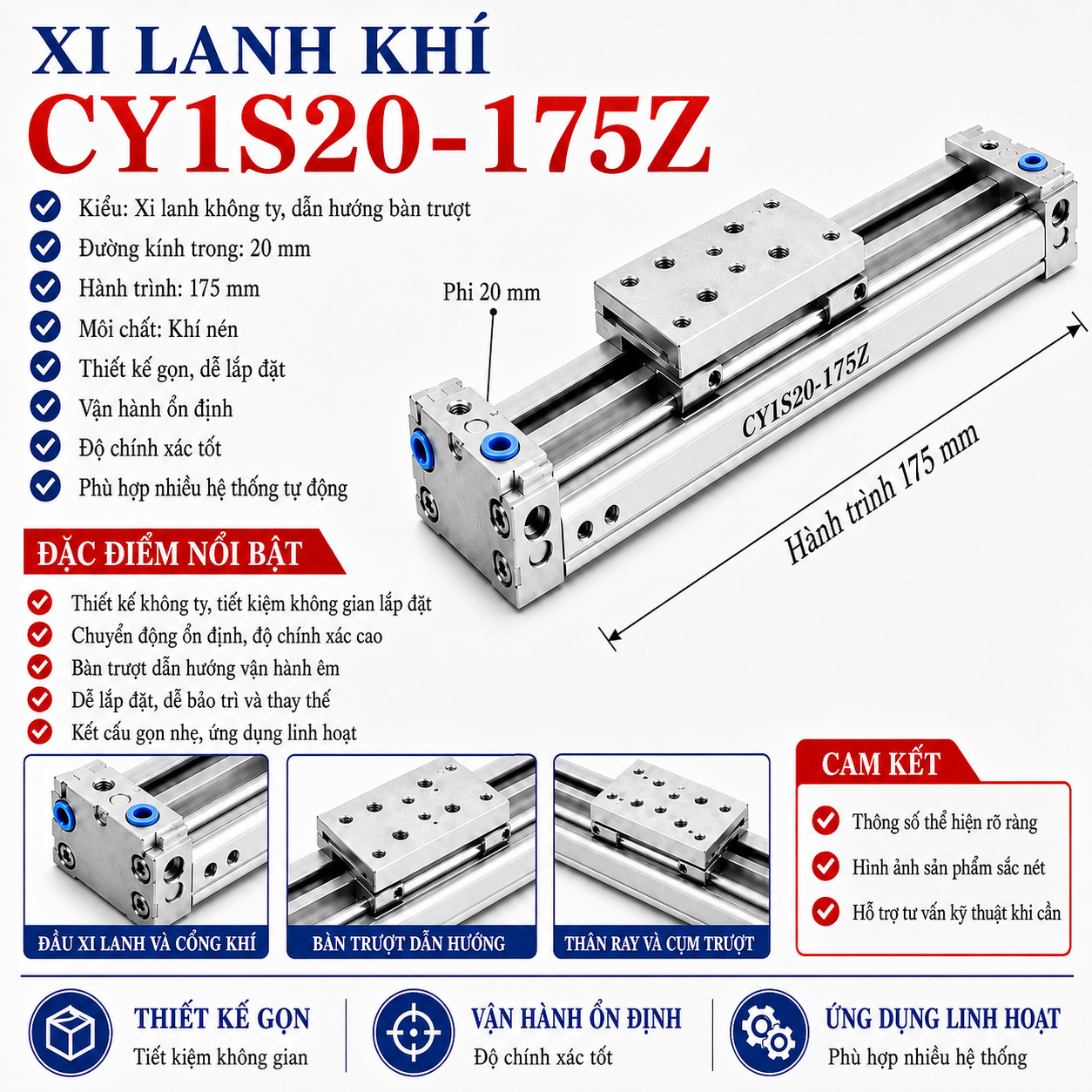 Xi lanh khí CY1S20-175Z