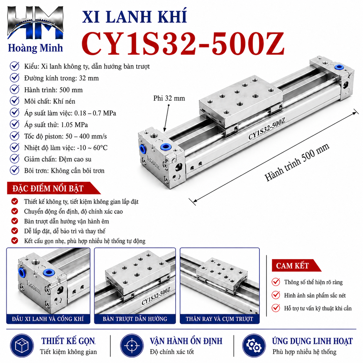 Xi lanh khí CY1S32-500Z