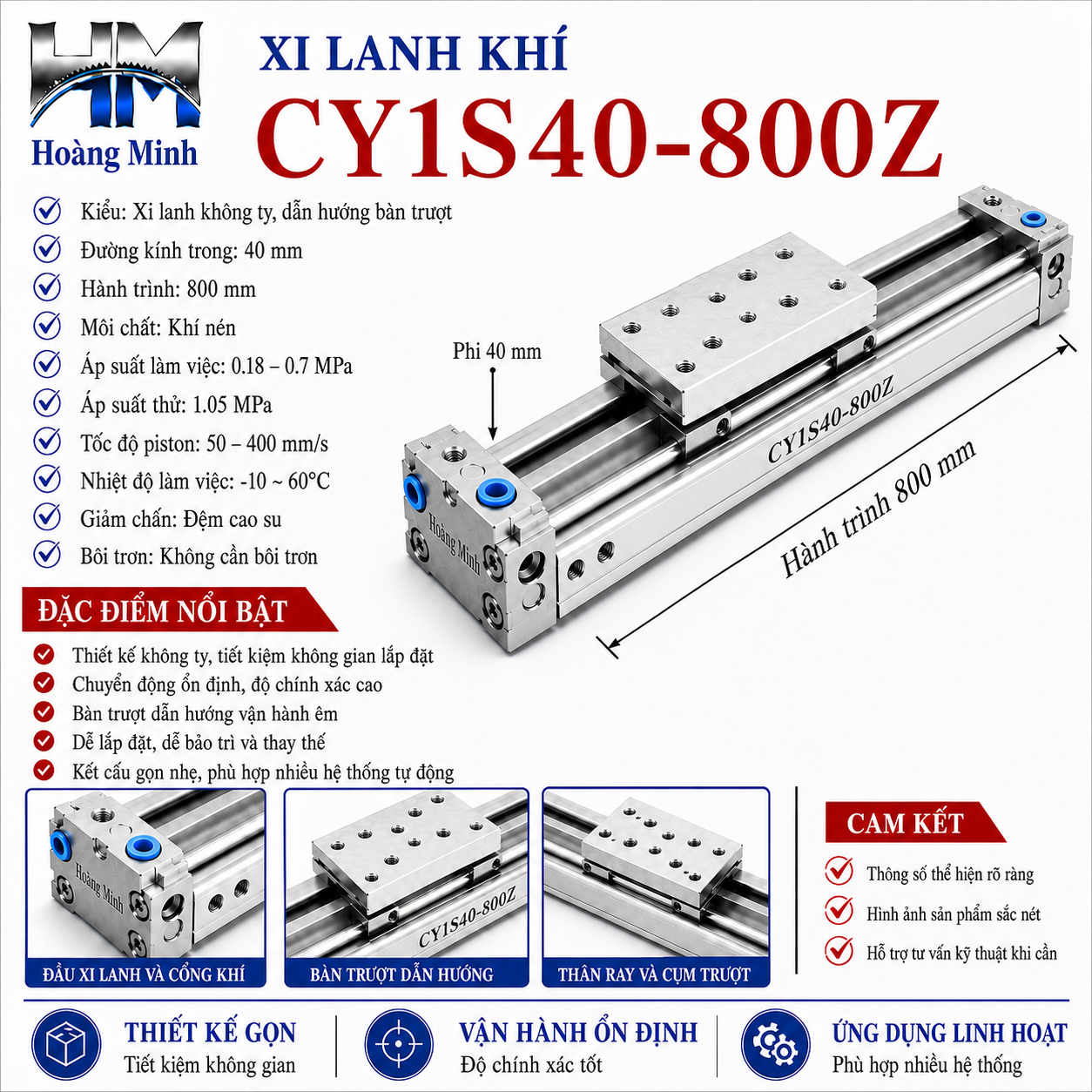 Xi lanh khí CY1S40-800Z