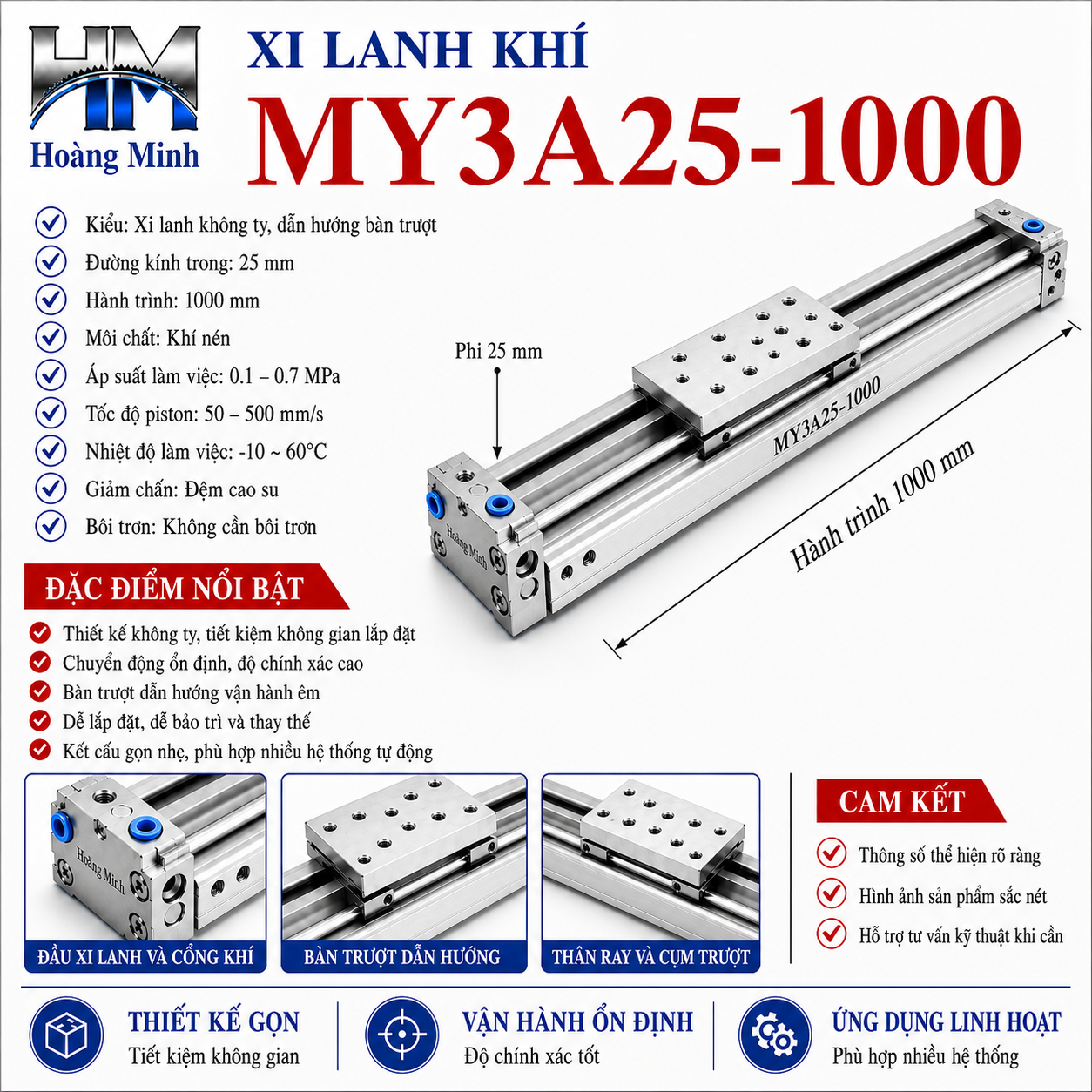 Xi lanh khí MY3A25-1000