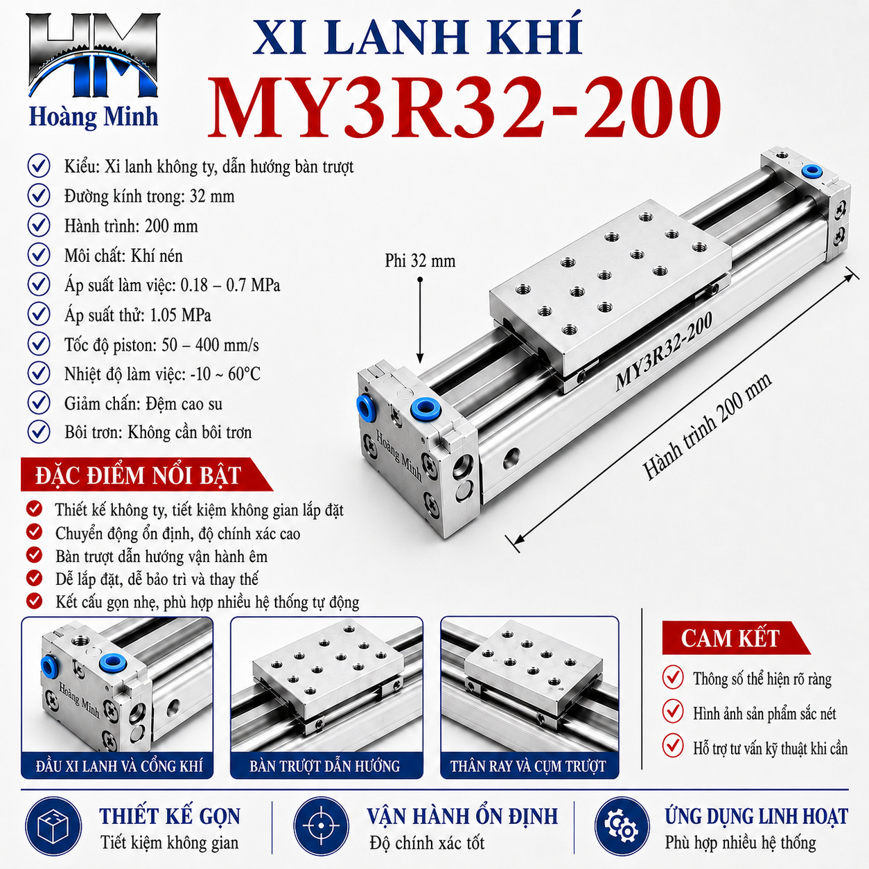 Xi lanh khí MY3R32-200
