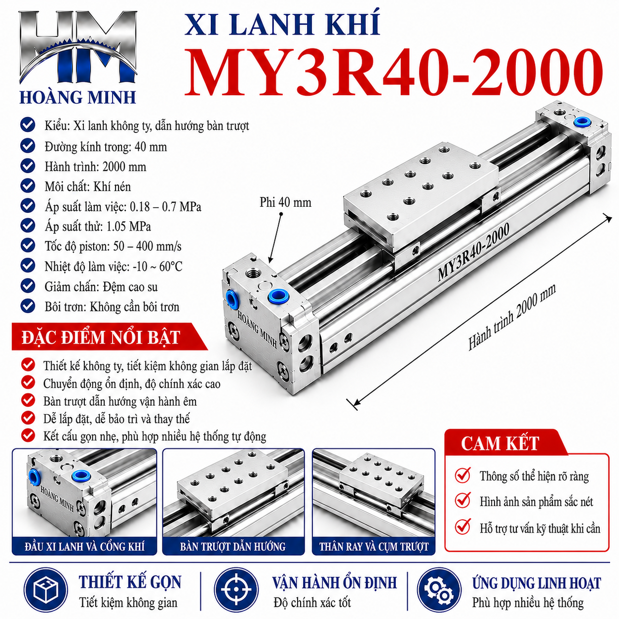 Xi lanh khí MY3R40-2000