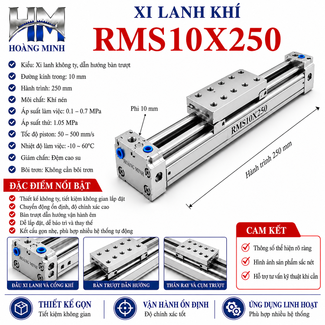 Xi lanh khí RMS10X250