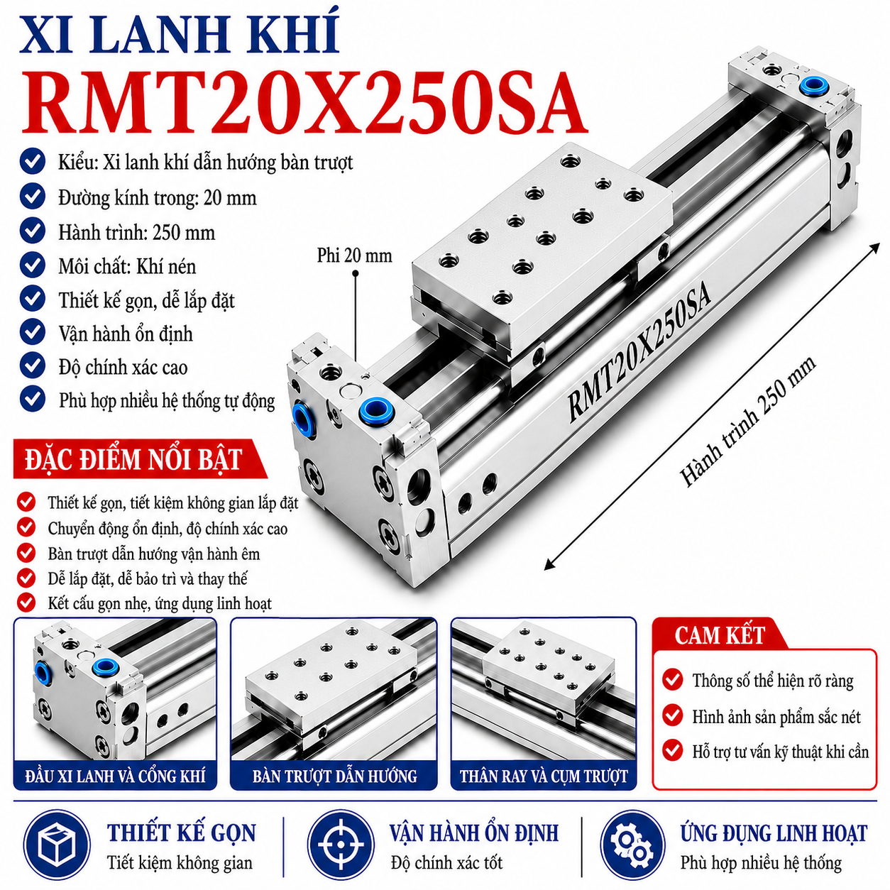 Xi lanh khí RMT20X250SA