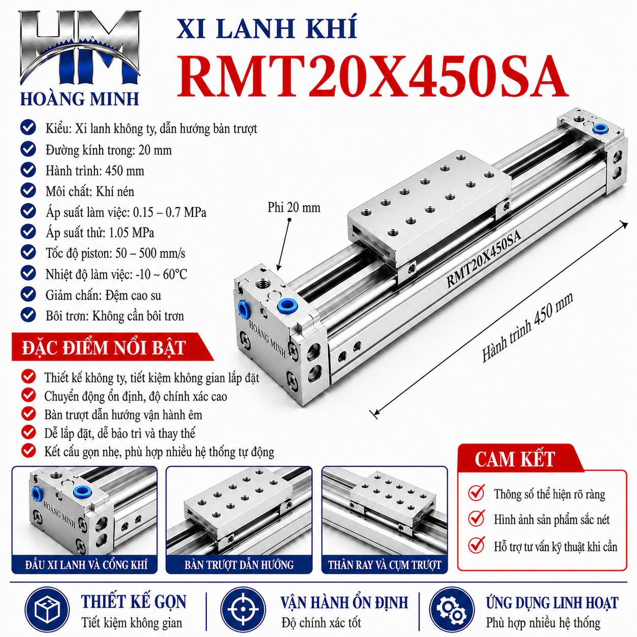 Xi lanh khí RMT20X450SA