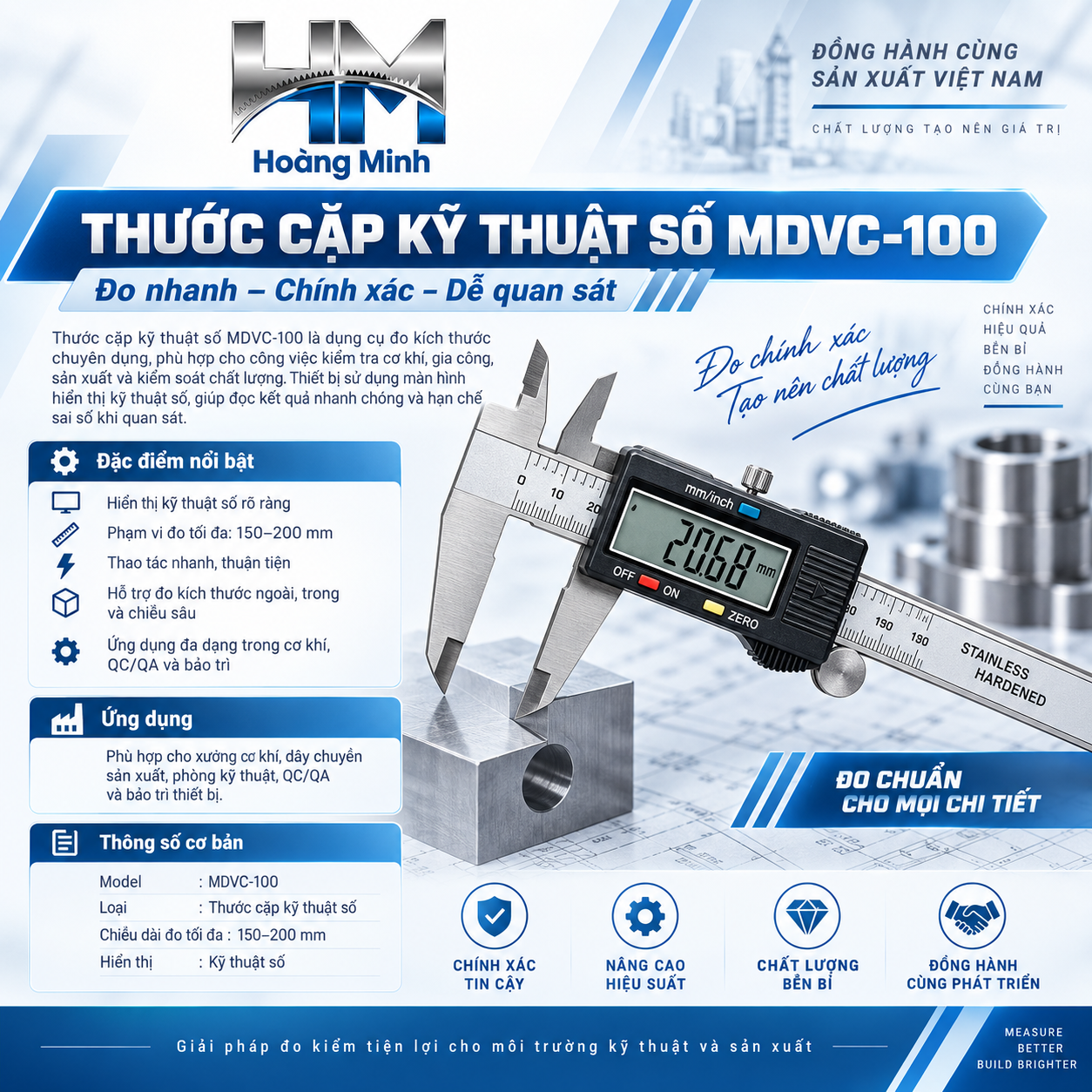 Thước cặp kỹ thuật số MDVC-100