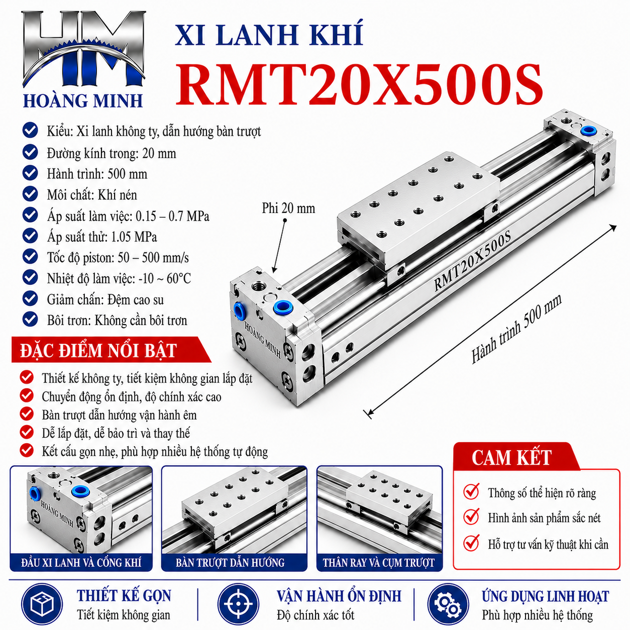 Xi lanh khí RMT20X500S
